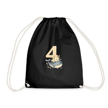 whale birthday number4 printready - Turnbeutel - Schwarz - Vorne