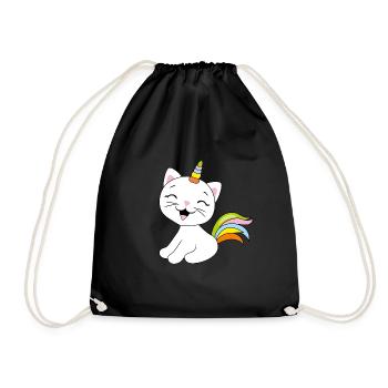 Licorne de chat mignon souriant - Sac de sport léger - noir - Devant