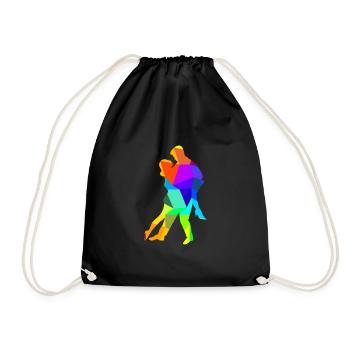 Tango Dancing Dance Couple Rainbow Colors Polygon - Drawstring Bag - black - Front
