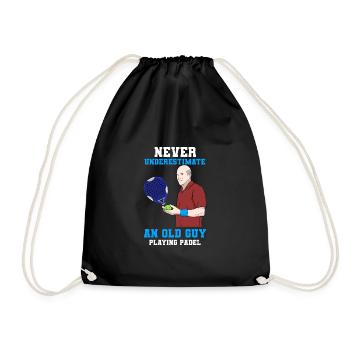 Padel Paddel Schläger Tennis Sport I Geschenk - Turnbeutel - Schwarz - Vorne