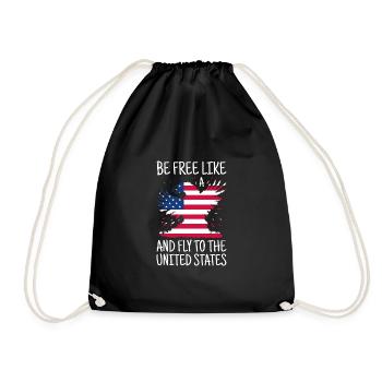 USA Flagge Amerika Fahne Stars & Stripes Patriot - Turnbeutel - Schwarz - Vorne