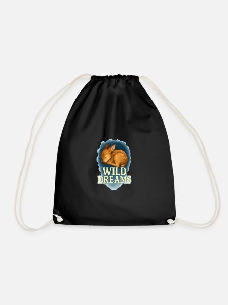 Wild Dreams – Sleeping Fawn - Drawstring Bag - black