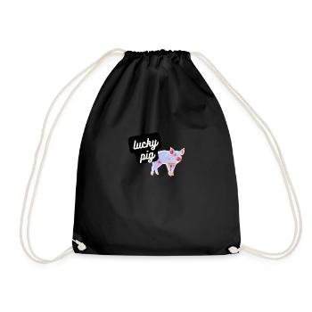 Cochon chanceux / porcelet mignon de la ferme - Sac de sport léger - noir - Devant