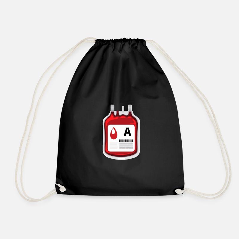 BLOOD TYPE A - Drawstring Bag - black