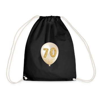 70 Luftballon Zahl - Turnbeutel - Schwarz - Vorne