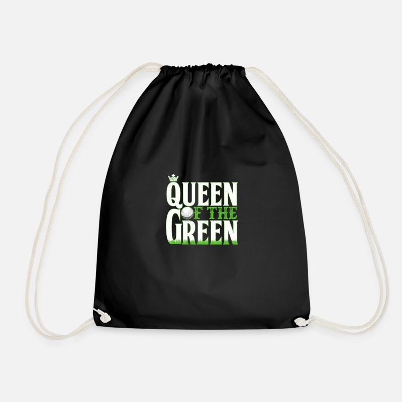 Queen Of The Green - Golf Golfer - Drawstring Bag - black