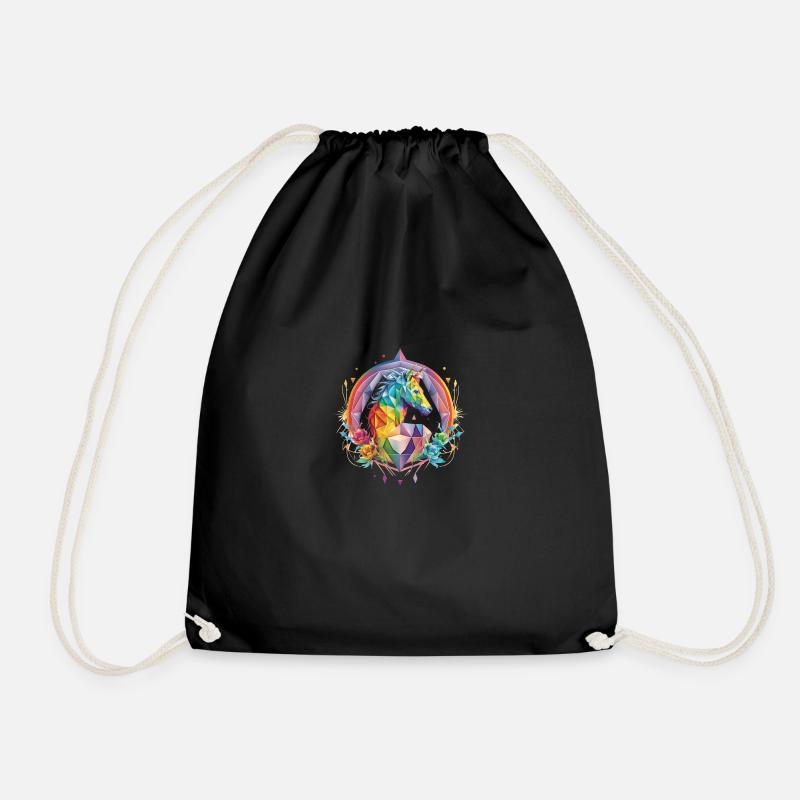 Rainbow Royal Rainbow Unicorn - Drawstring Bag - black