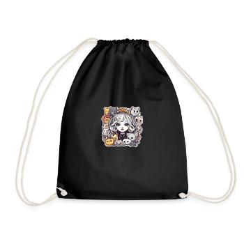 Fille gothique et chats - Sac de sport léger - noir - Devant