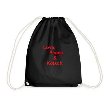 DaBeat´s: Love, Peace & Kölsch - Turnbeutel - Schwarz - Vorne