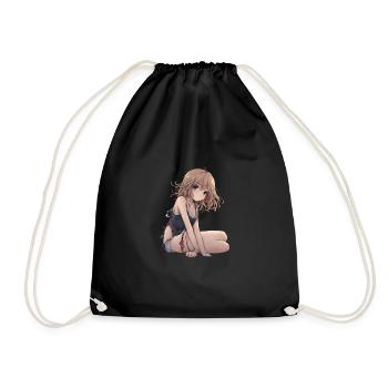 Manga Mädchen - Turnbeutel - Schwarz - Vorne
