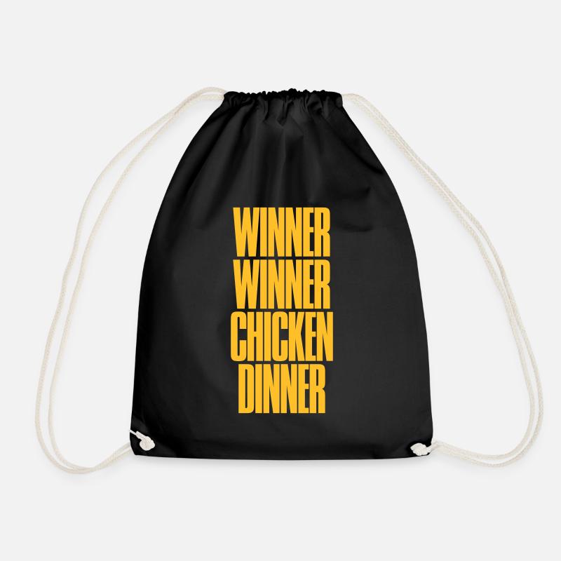 Winner Winner Chicken Dinner Slogan Sidelined - Drawstring Bag - black