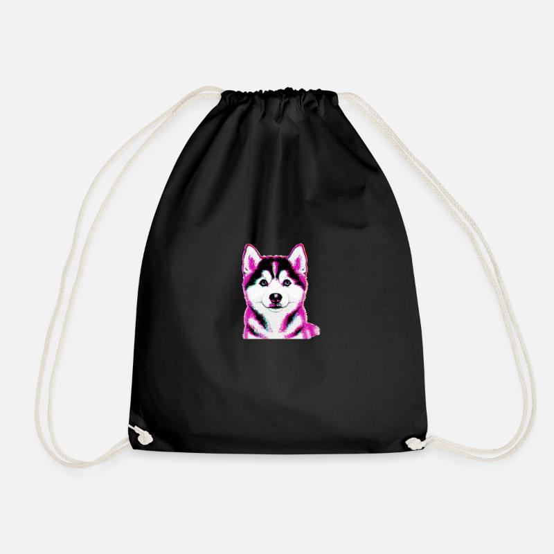 Siberian Husky im Pop Art Stil - Turnbeutel - Schwarz