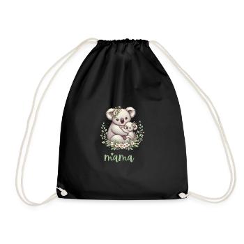 Maman Koala ours câlin I Couronne florale maman I Koala - Sac de sport léger - noir - Devant