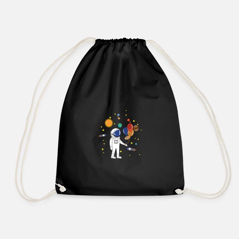 Astronaut und Weltraum - Turnbeutel - Schwarz