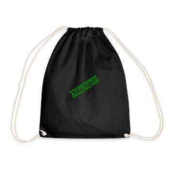 Green APPROVED stamp [t-shirt design] - Drawstring Bag - black - Front
