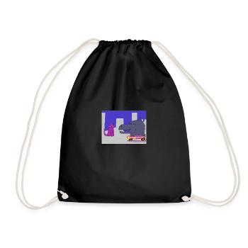 Purple Cat and the skating Hippo - Drawstring Bag - black - Front