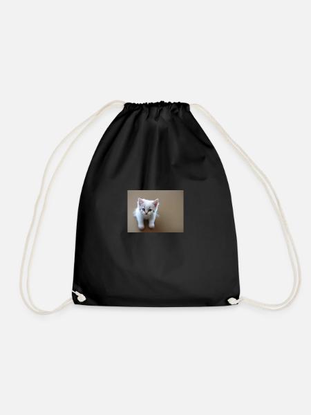 Kitten cute blue eyes - Drawstring Bag - black