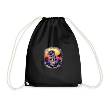 Old Fun 2004 Birthday Sayings Geek Joke Bday Trex - Drawstring Bag - black - Front