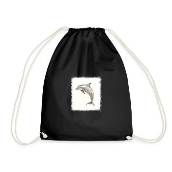 bday marine life birthday awesome fisherman - Turnbeutel - Schwarz - Vorne