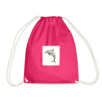 bday marine life birthday awesome fisherman - Drawstring Bag - fuchsia - Front