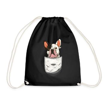 Dog Gift Chest Bag French Bulldog - Drawstring Bag - black - Front