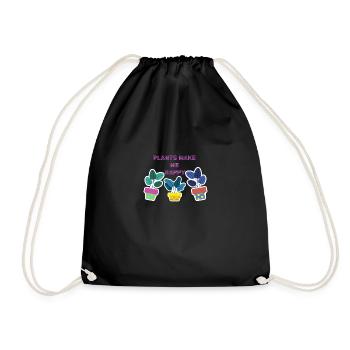 Plants make me happy - Drawstring Bag - black - Front