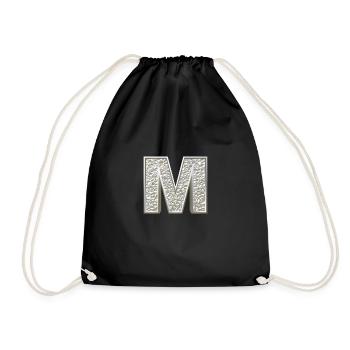 M, letter, letter M, initial, initial M, monogram, - Turnbeutel - Schwarz - Vorne