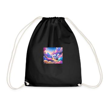 A cute anime cat in a colorful cloud garden - Drawstring Bag - black - Front