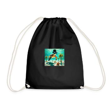 Turtle - Drawstring Bag - black - Front
