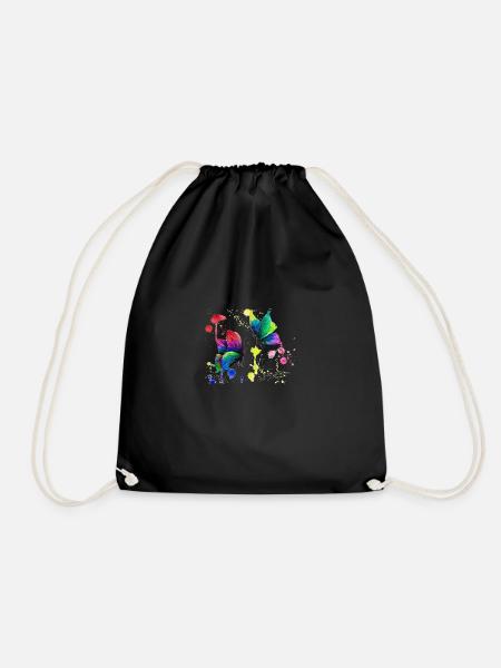 Farbenfrohe bunte Schmetterlinge - Turnbeutel - Schwarz
