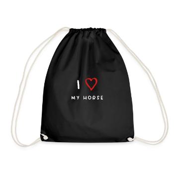 I love my Horse Pferd Liebe Geschenk Idee Spruch - Turnbeutel - Schwarz - Vorne