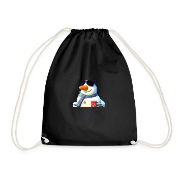 Bonhomme de neige avec café et lunettes de soleil - Sac de sport léger - noir - Devant