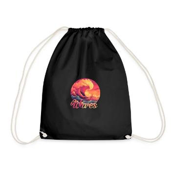 Waves Colorful Design - Drawstring Bag - black - Front