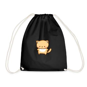 mignon chat orange - style kawaii - Sac de sport léger - noir - Devant