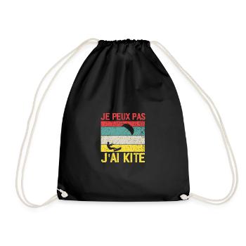 I Can't I Kite Gift Humor - Drawstring Bag - black - Front