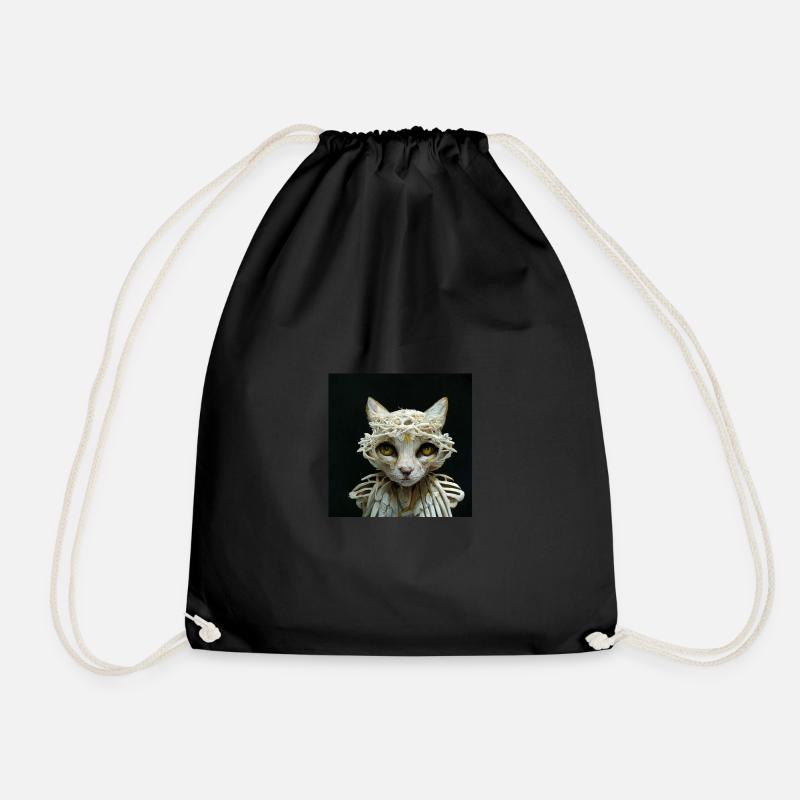Cat - Angel - Transformation - Drawstring Bag - black