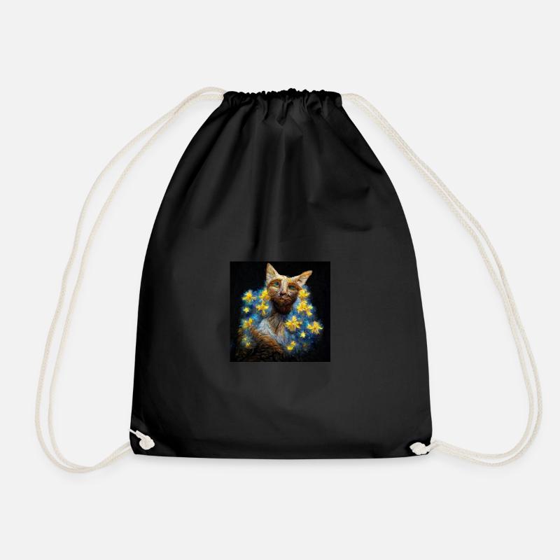 Cat - Angel - Transformation - Drawstring Bag - black