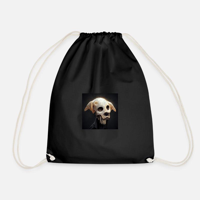 Dog Skull Skull Skull - Drawstring Bag - black