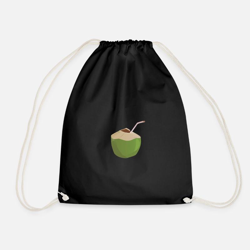 Drink Coconut - Green - Drawstring Bag - black