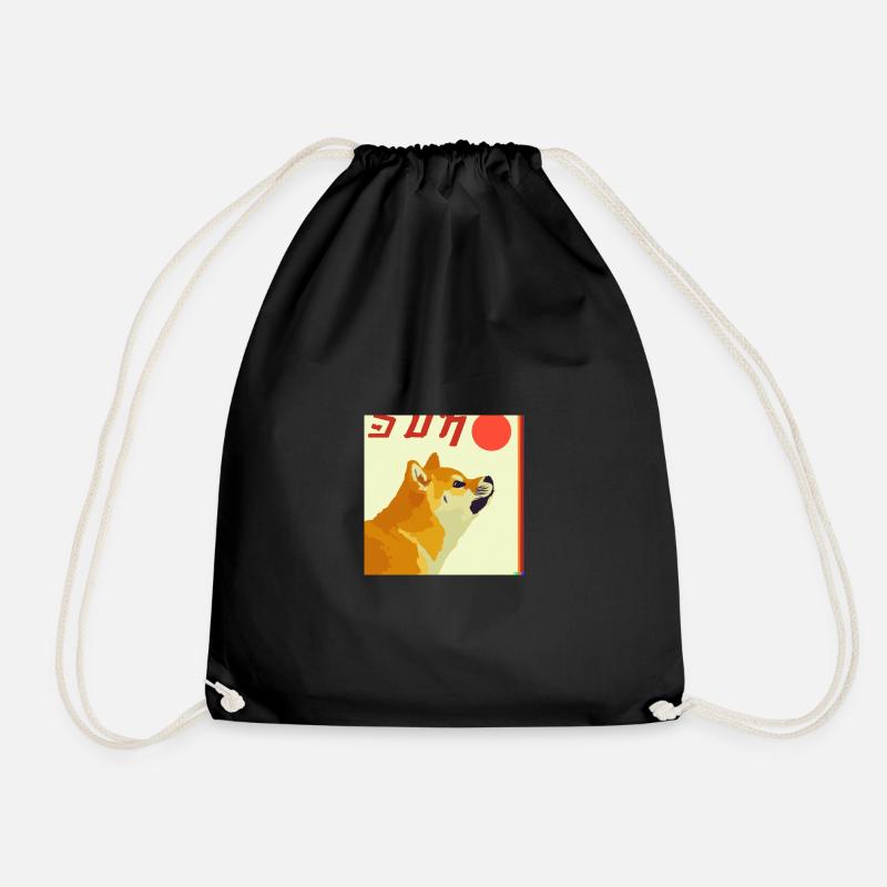 Shiba Inu - Drawstring Bag - black