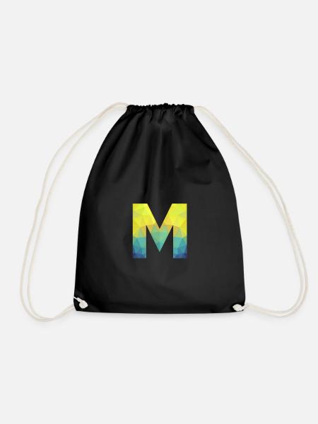 M with triangulated surfaces - Drawstring Bag - black