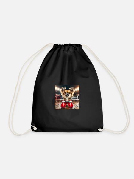Boxing Chihuahua - Drawstring Bag - black