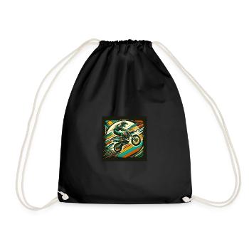 Retro Racer Moto - Drawstring Bag - black - Front