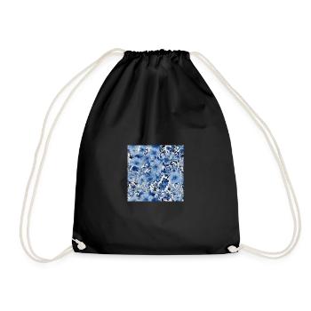 Blue flower print - Drawstring Bag - black - Front