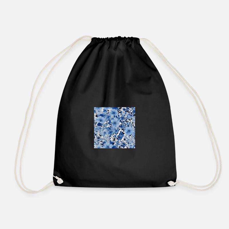 Imprimé fleur bleue - Sac de sport léger - noir