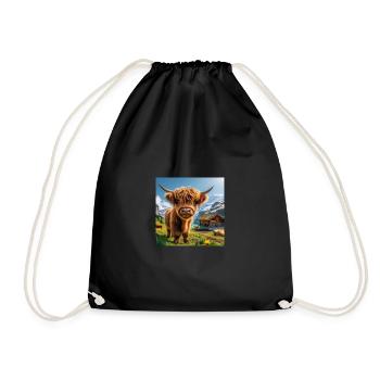 Vache Highland, encore plus mignonne et plus douce - Sac de sport léger - noir - Devant
