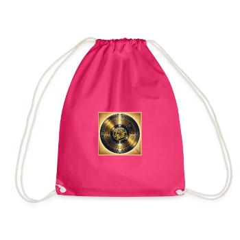 "Fühle den Beat" Retro Vinyl Platten T-Shirt - Turnbeutel - Fuchsia - Vorne