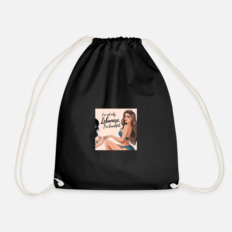 Lebanese and beautifl pink background - Drawstring Bag - black