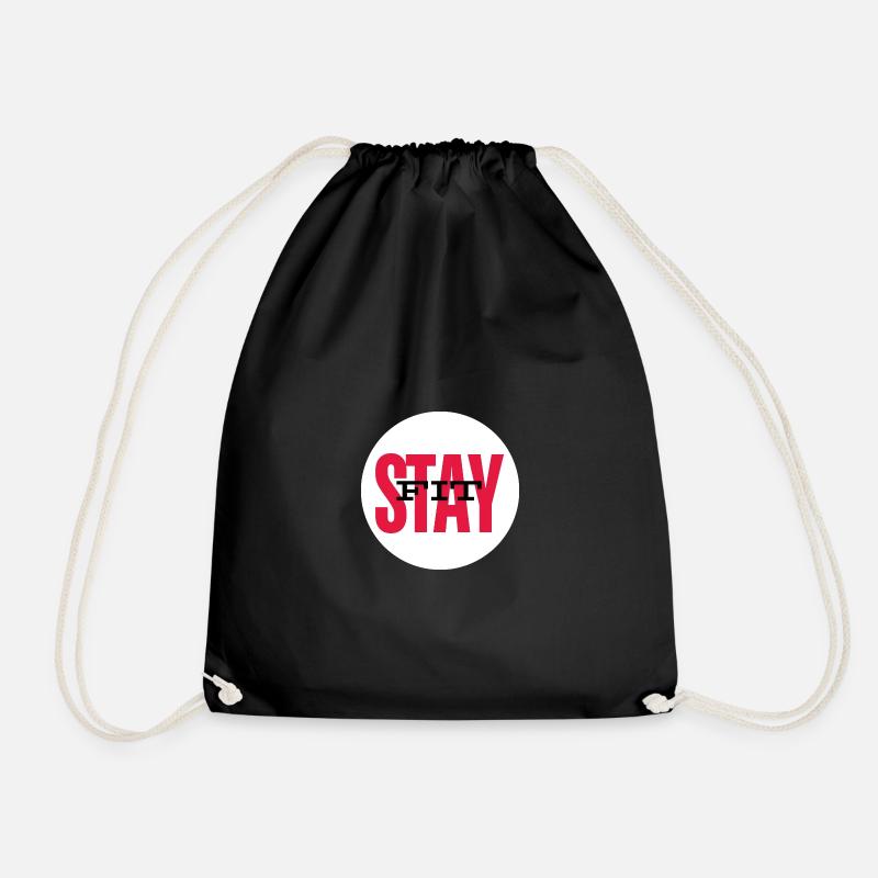 Stay Fit Motivational Design - Drawstring Bag - black