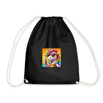 Licorne drôle avec des lunettes de soleil - glitter fun - Sac de sport léger - noir - Devant